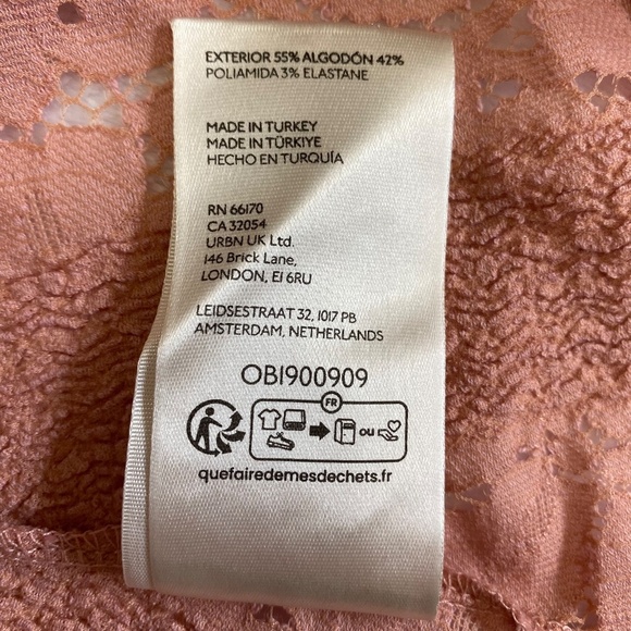 Free People Stacey Puff Sleeve Lace Crop Top, Elbow Sleeves, Rose, XS NWT - Picture 15 of 15